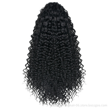African female wig Braided Clip In Bouncy Black Wave Wig Holder Drawstring Afro Long Extensions Synthetic Curly Hair Ponytails